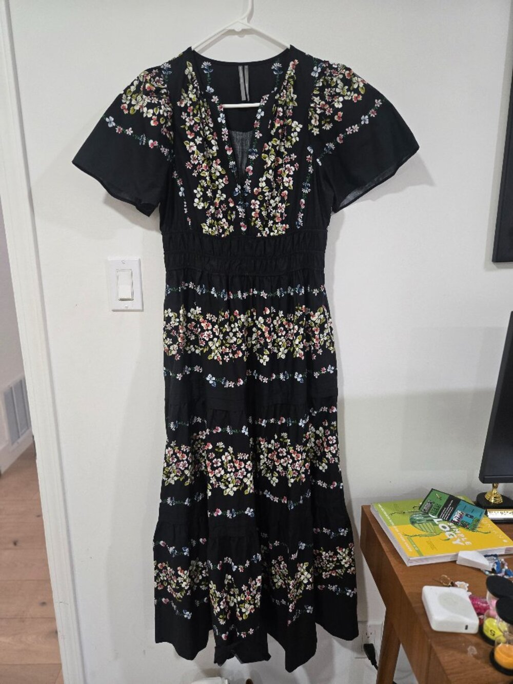 Anthropologie floral black dress